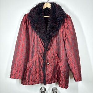 Vtg  Dragonfly Clothing Women’s M Skull Spider Pimp Jacket Fur Satin Gothic